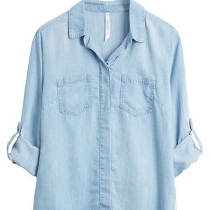 Liverpool Olsson Button Down Chambray Top - EUC